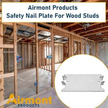 Load image into Gallery viewer, (50 Pack) Airmont Products AP-12061, Safety Nail Plate for Wood Studs 16-Gauge Steel, 1.5 x 2.5 Inch, Protect Plumbing and Wiring, Sharp Pointed Prongs, Anti-Nail Protection Plate Shield, Made in USA
