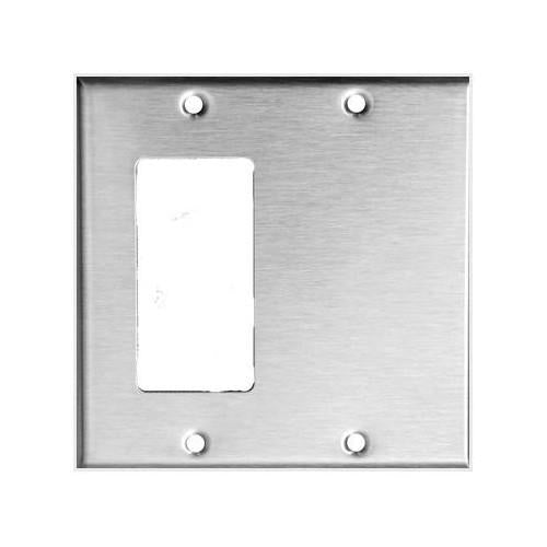 Airmont Products, 2 Gang Combination Stainless Steel Wall Plate, One Blank And One GFCI / Rocker Decora, Made of 430 Stainless Steel, Includes Matching Screws, Standard Size, 2-Gang 4.5 x 4.57 Inch